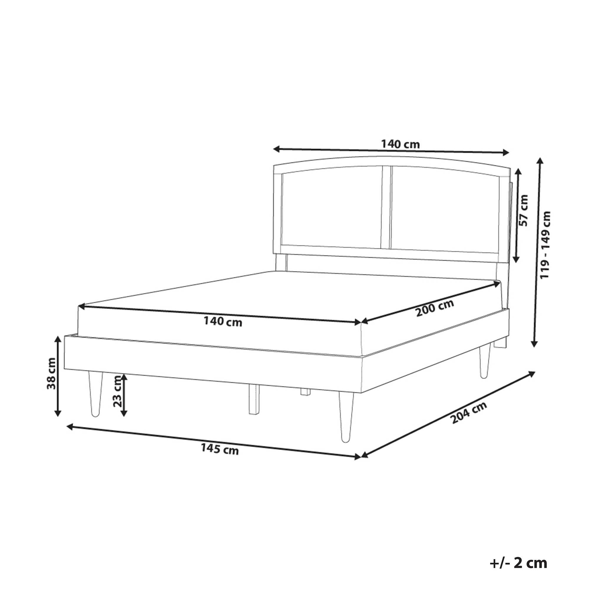 Seng med LED Rattan VARZY 140 x 200 cm Brun