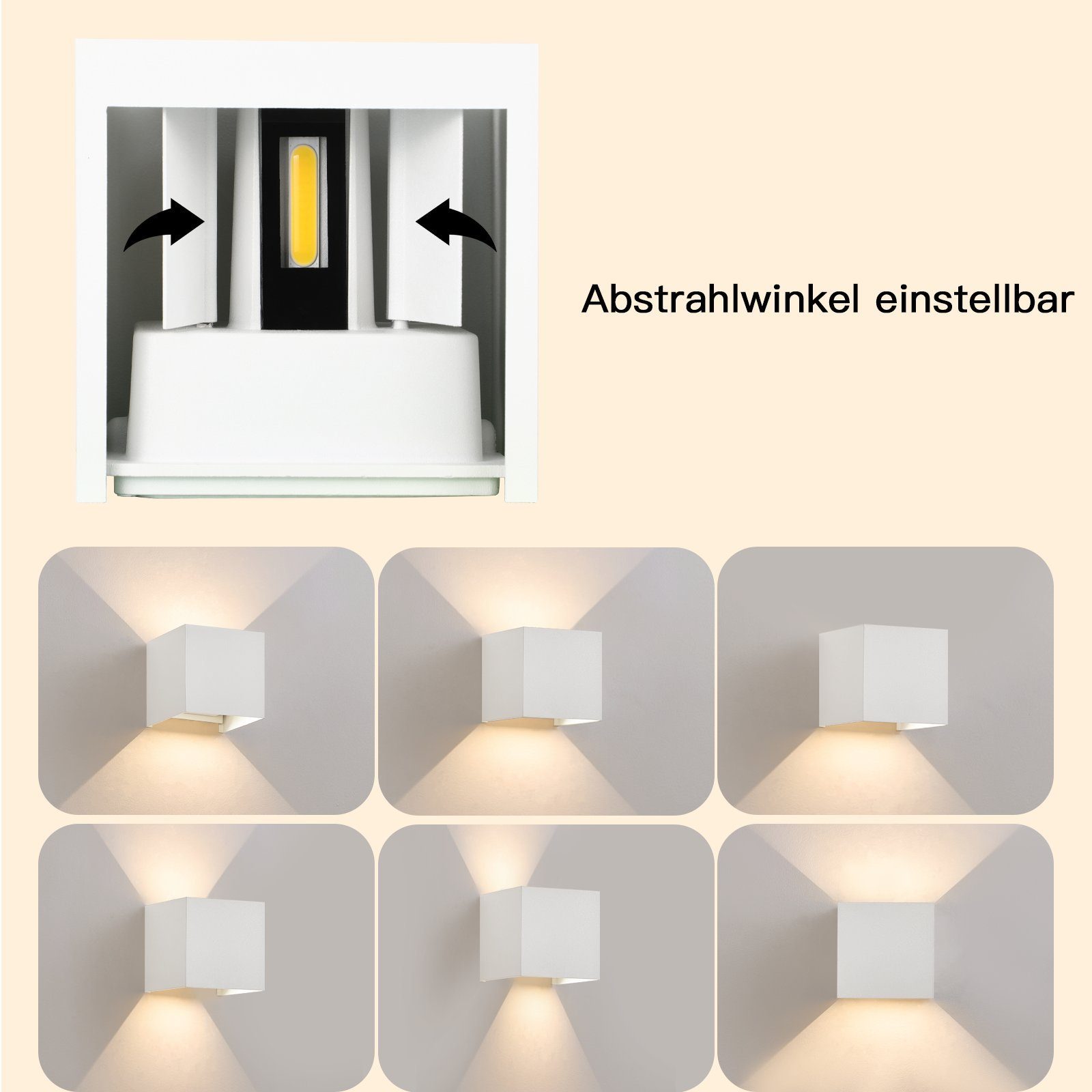 NETTLIFE Indendørs væglampe - Up - Down, Udendørs væglampe, Sort, LED udendørs væglampe, 5W, IP65, Varm hvid