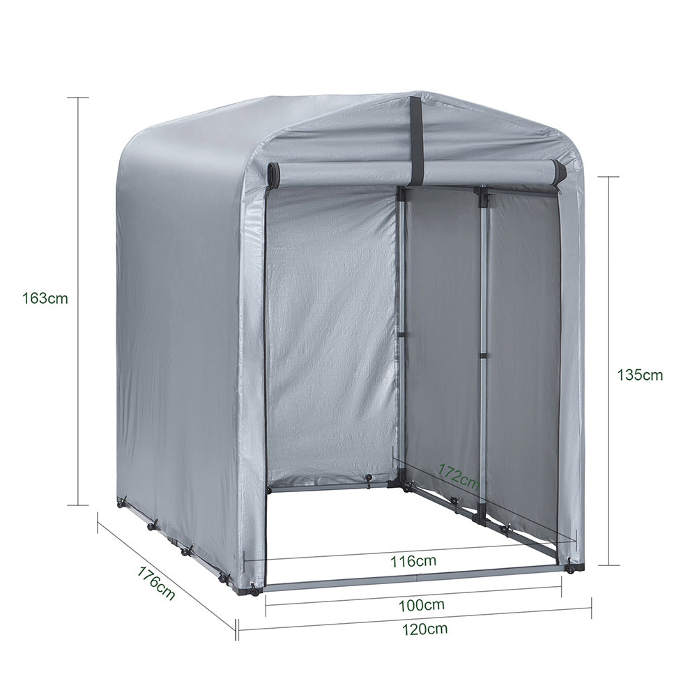 Sobuy Outdoor Car Garage Bicycle Box Tent Vandtæt telt til biler, motorcykler og værktøj Haveskur og udendørs opbevaring Sølv 120x176x163 cm KLS11-K