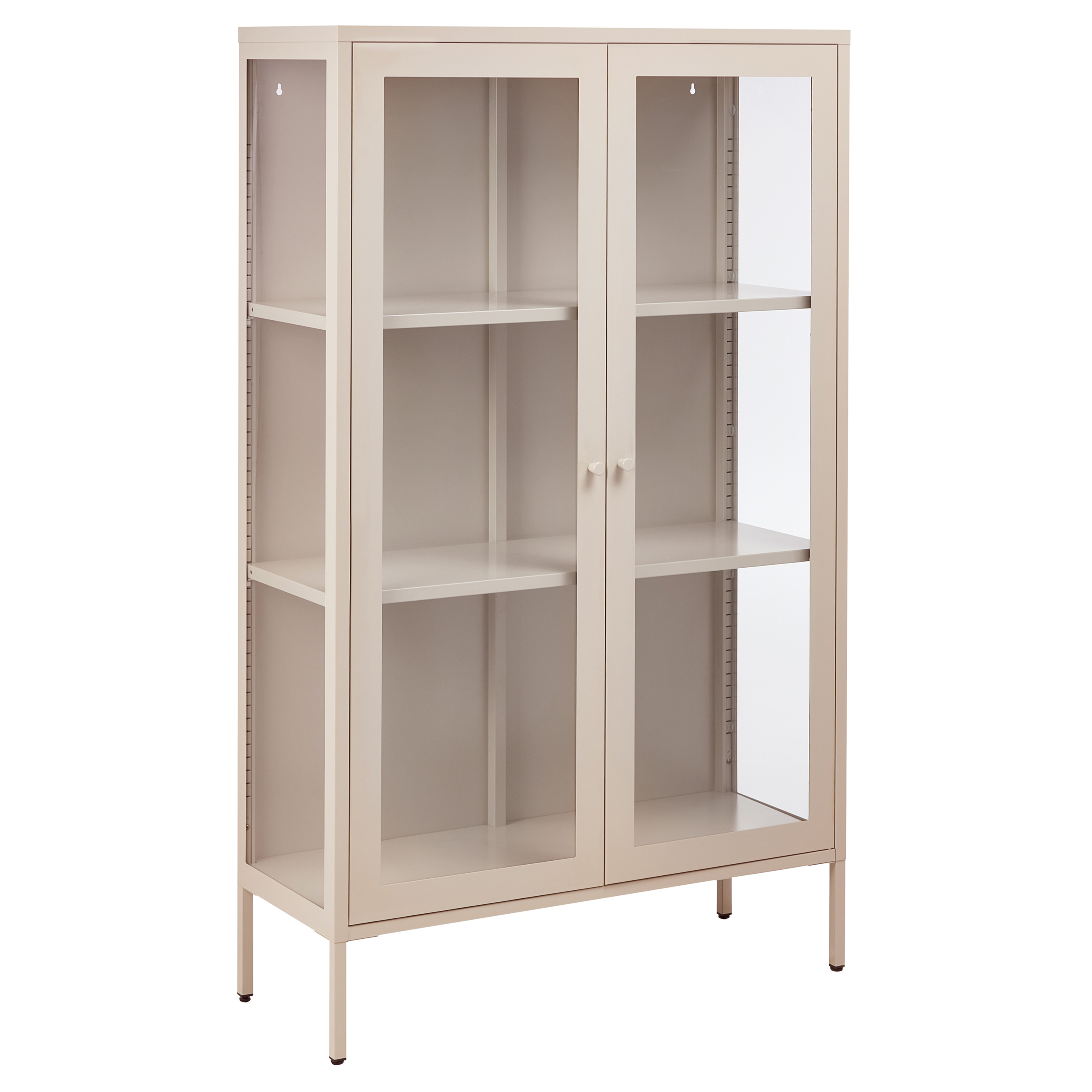 Glas vitrineskab NASH 90 cm Metal Beige