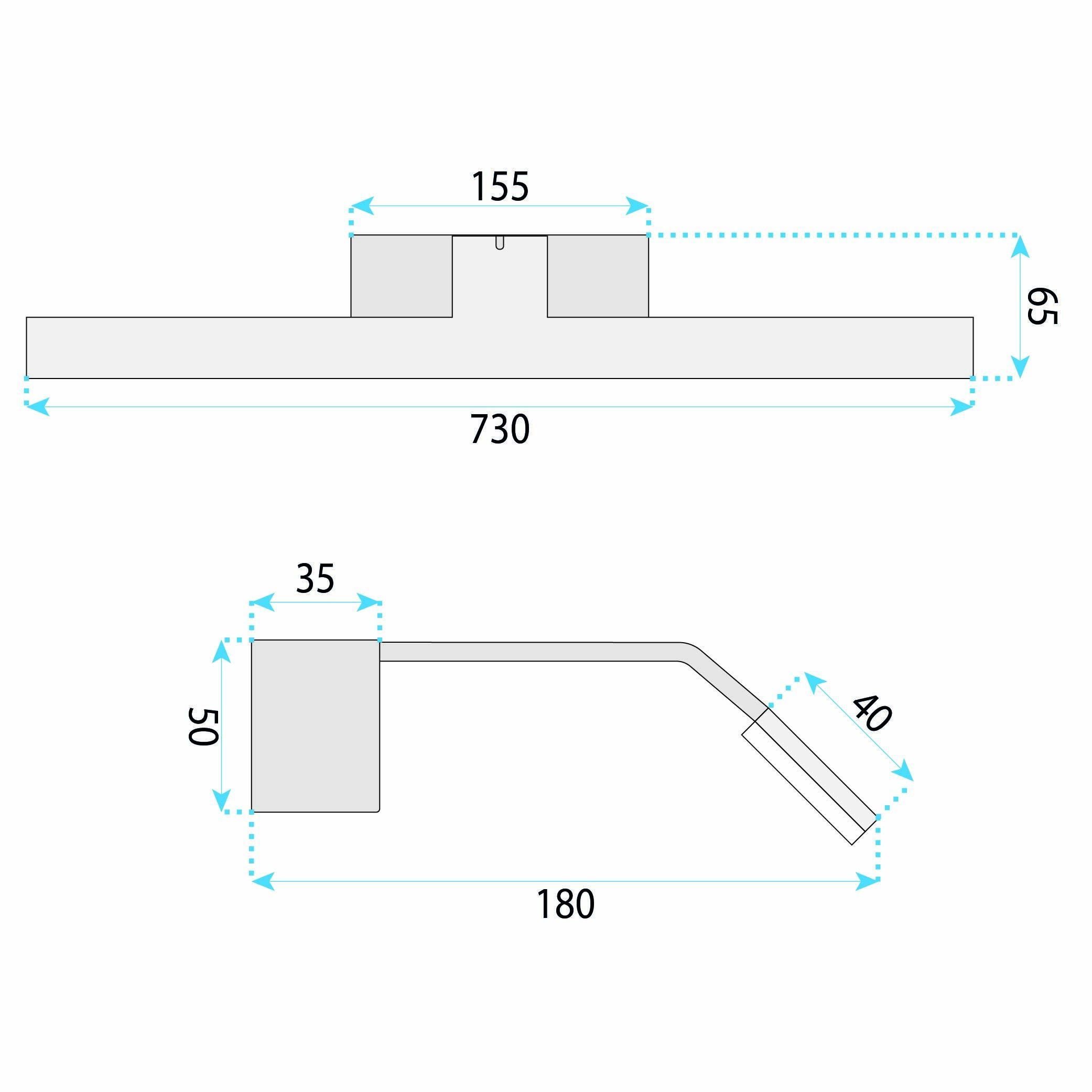 TOOLIGHT væglampe SWE003-1W 73cm LED Krom 73x18x6,5cm