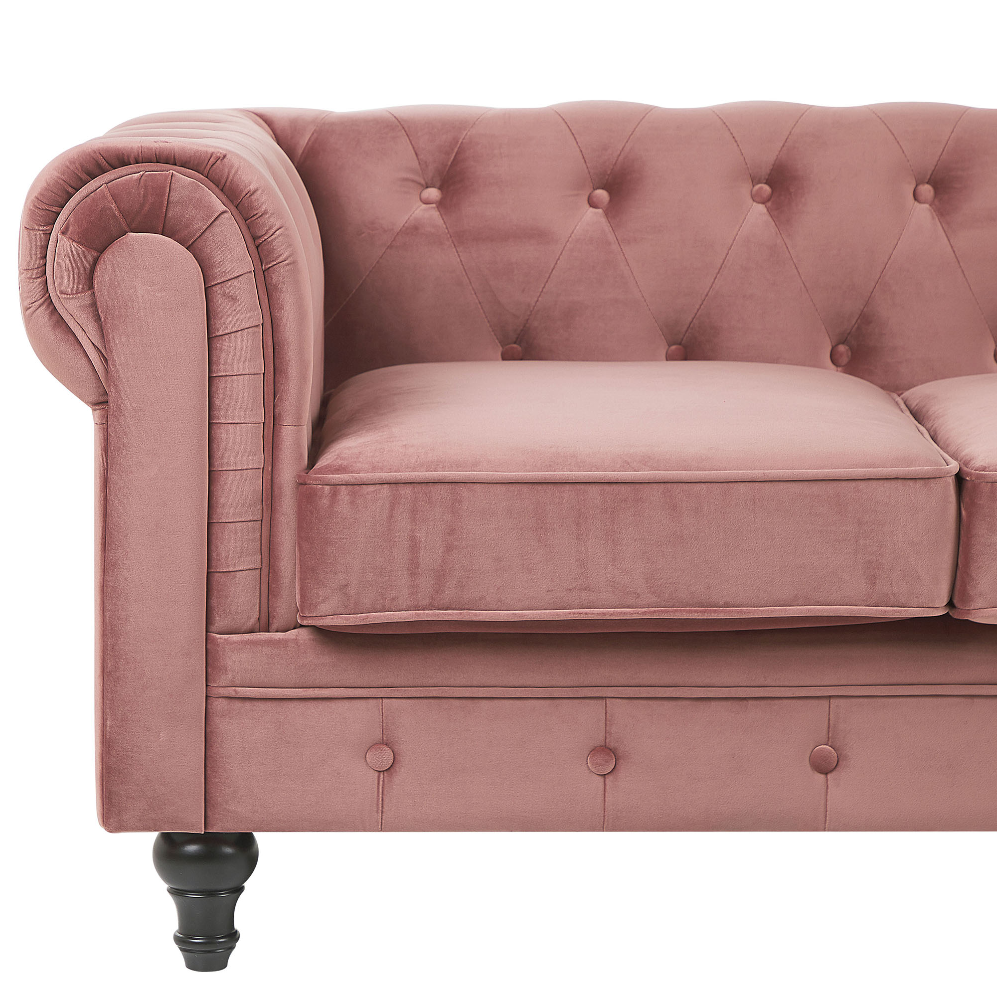 Sofa 3 personers CHESTERFIELD Velour Lyserød