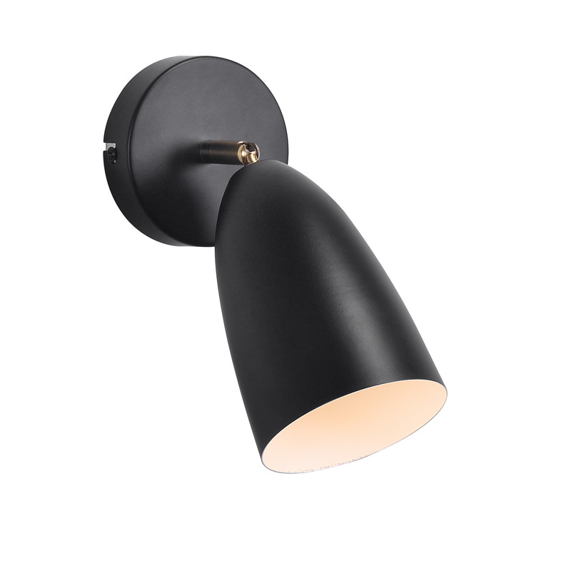 NETTLIFE sort, indendørs væglampe - vintage, retro, soveværelse, vægspotlight, GU10, uden pære