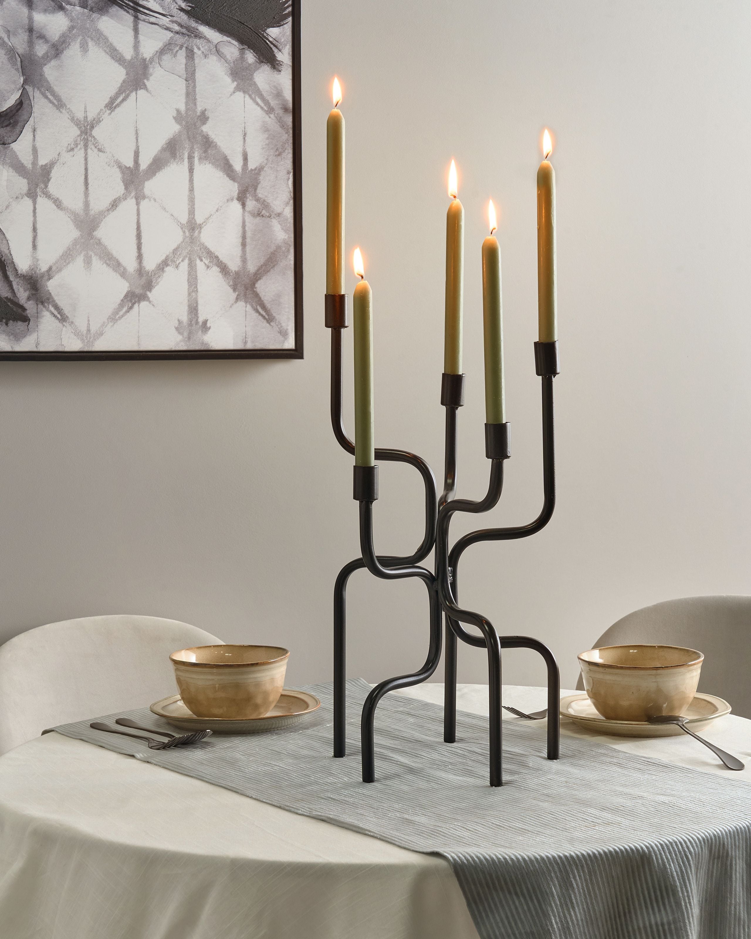 Lysestage PORRTELA 50 cm Metal Sort