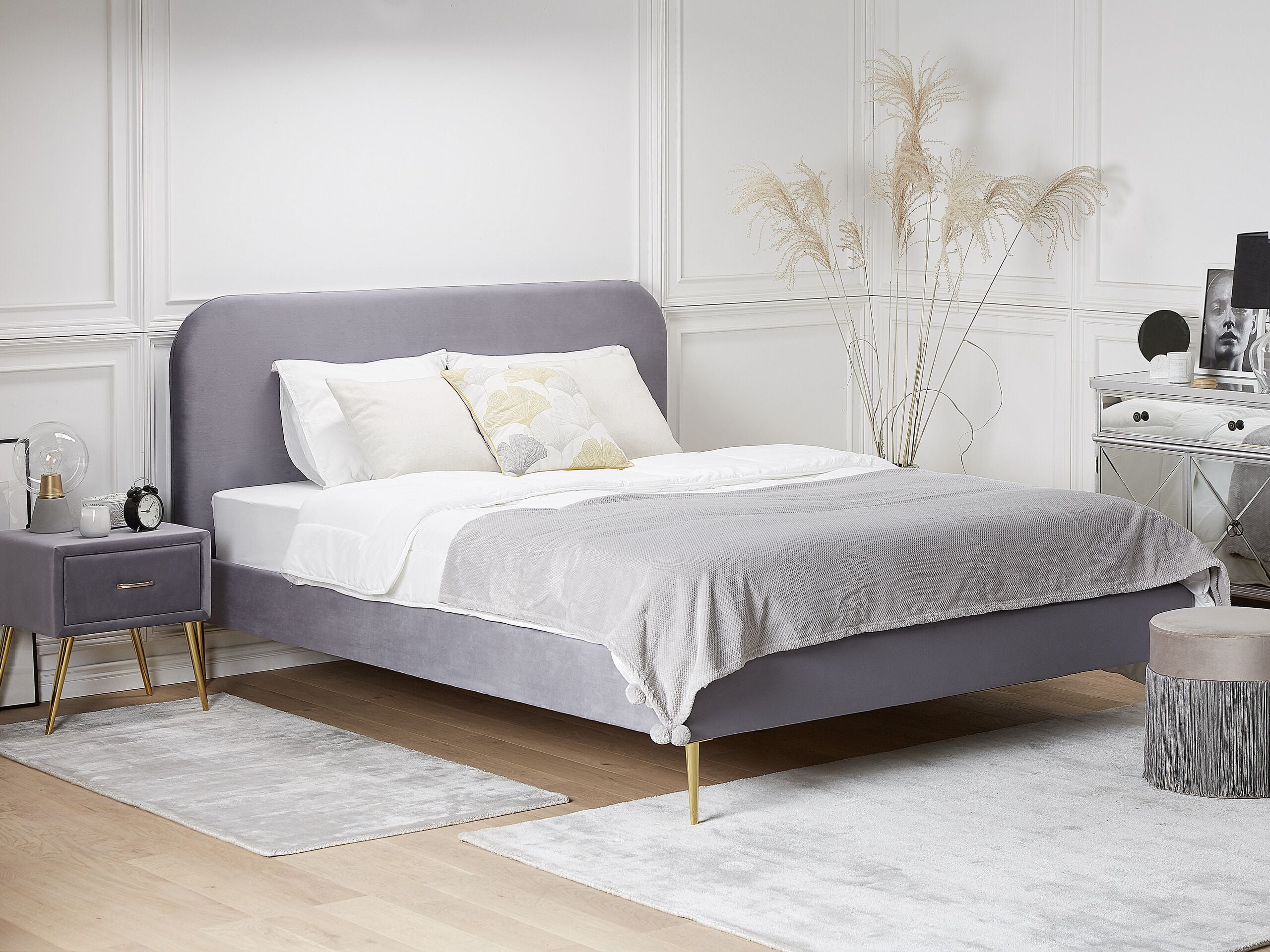 Seng Velour FLAYAT 160 x 200 cm Grå