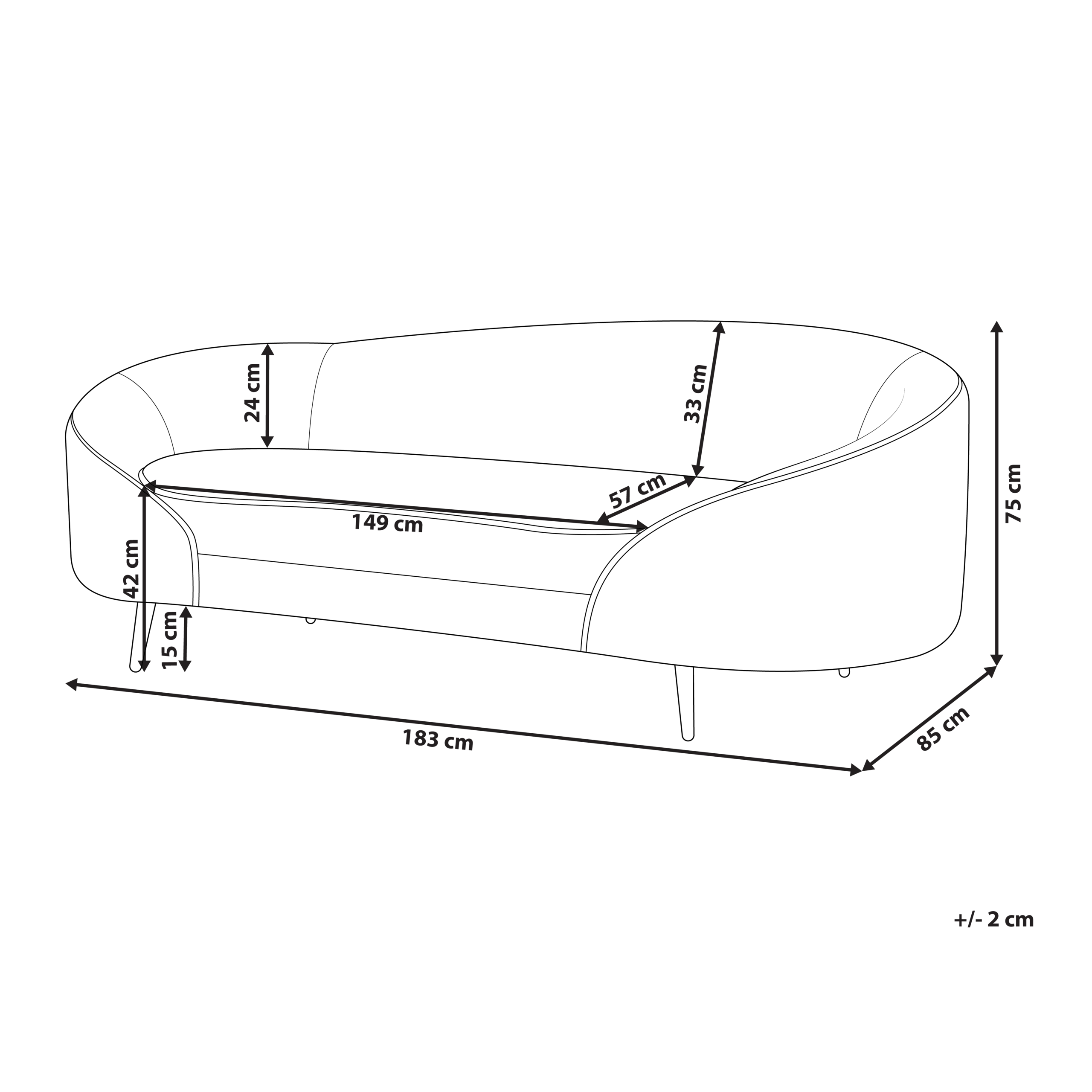 Sofa 2 personers SAVAR Boucle Hvid
