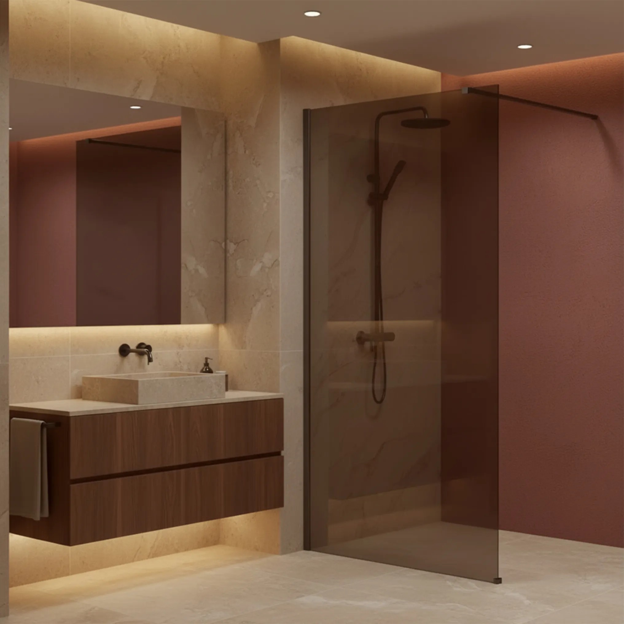 REA brusevæg Flexi Brown 120 Titan, 120x120x195cm