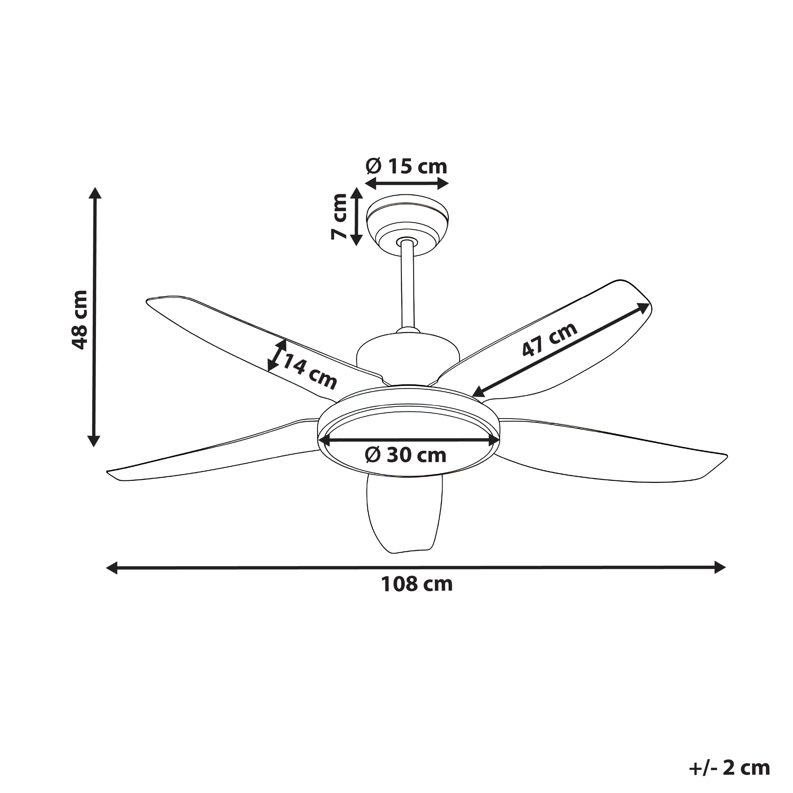 Ventilator med lys LOUVET Med fjernbetjening LED Sort
