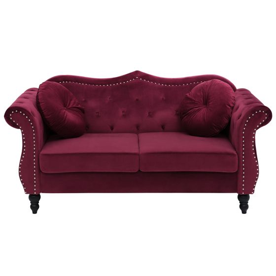 Sofa 2 personers SKIEN Velour Mørkerød