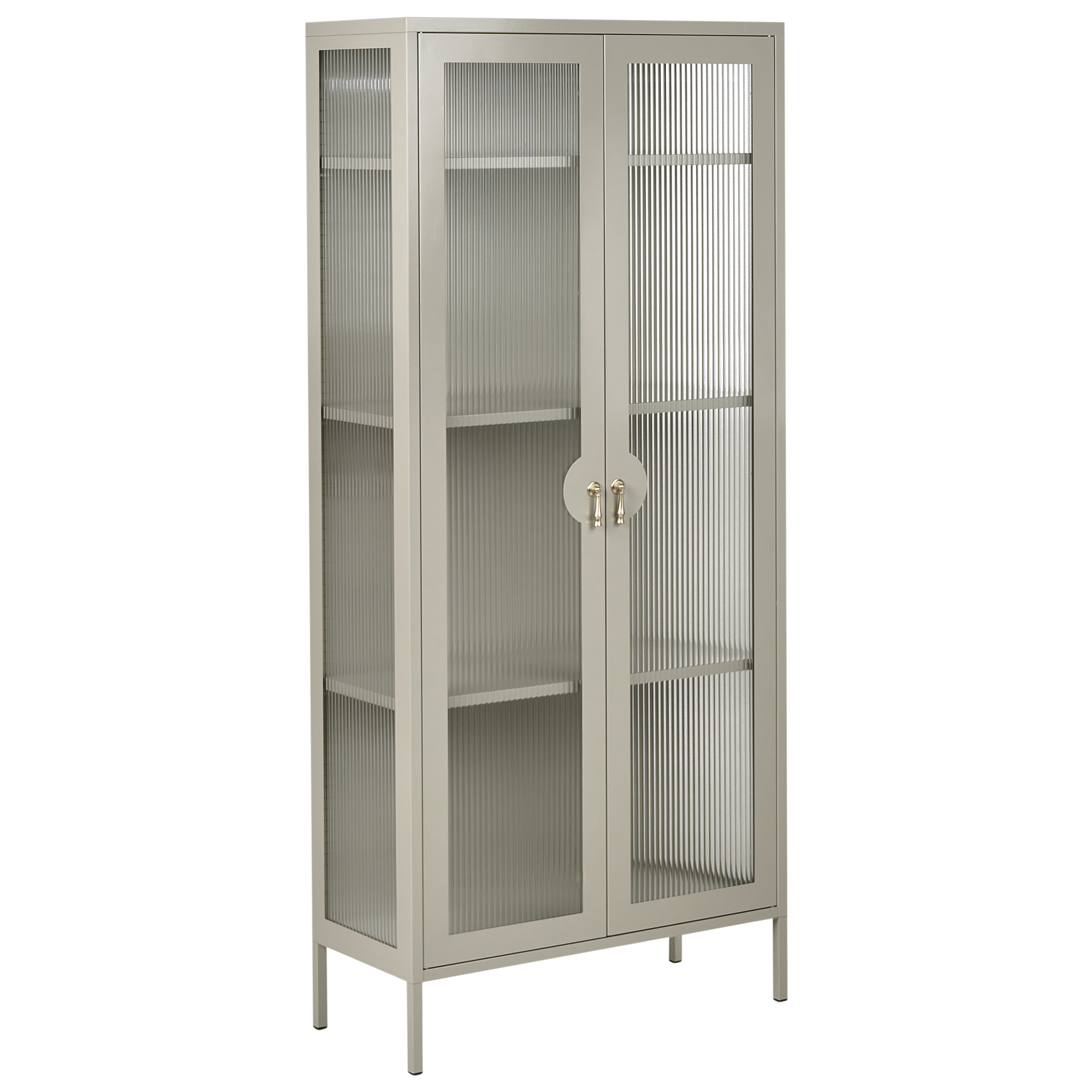 Glas vitrineskab GLEORA Metal Lys Beige