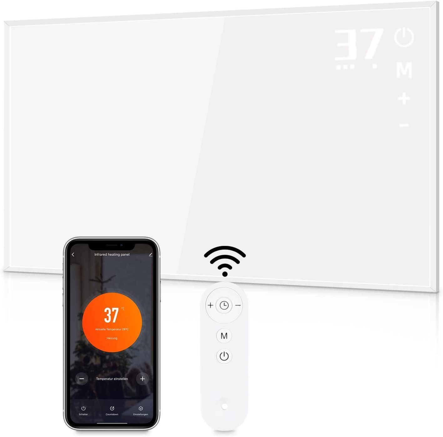 NETTLIFE Vægmonteret infrarød varmeovn 600W med WIFI fjernbetjening