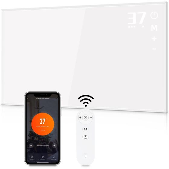 NETTLIFE Vægmonteret infrarød varmeovn 600W med WIFI fjernbetjening