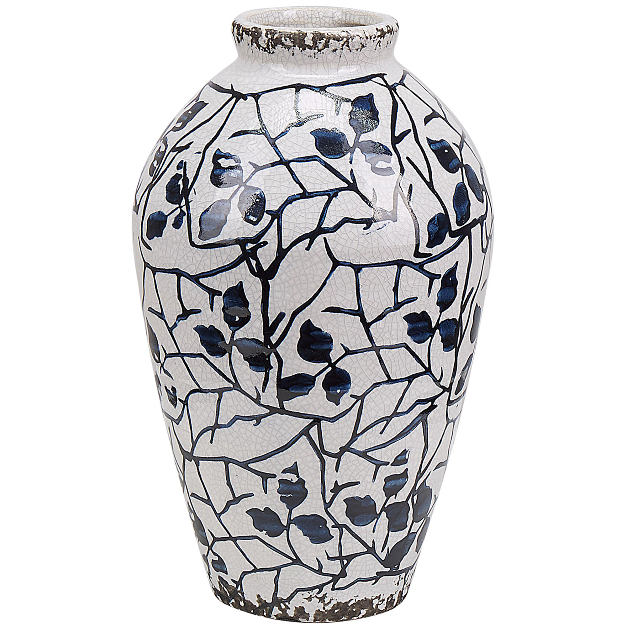 Blomstervase MALLIA 20 cm Stentøj Hvid