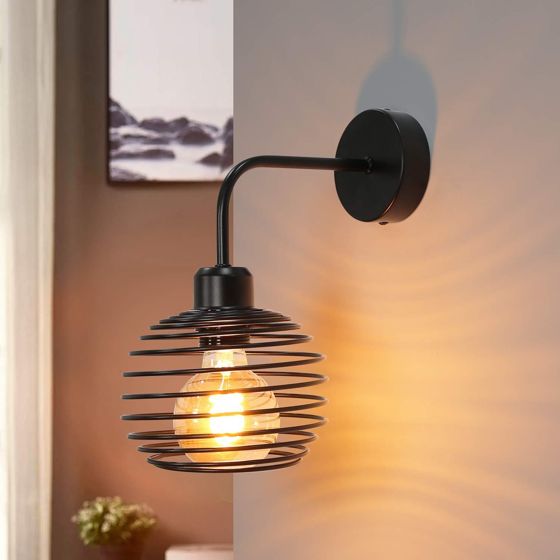 NETTLIFE Vintage - væglampe, indendørslampe, retro - væglampe, sort, entrelampe, E27