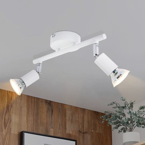 NETTLIFE LED loftlampe, med 2 x GU10 spotlights, hvid, moderne til indendørs brug