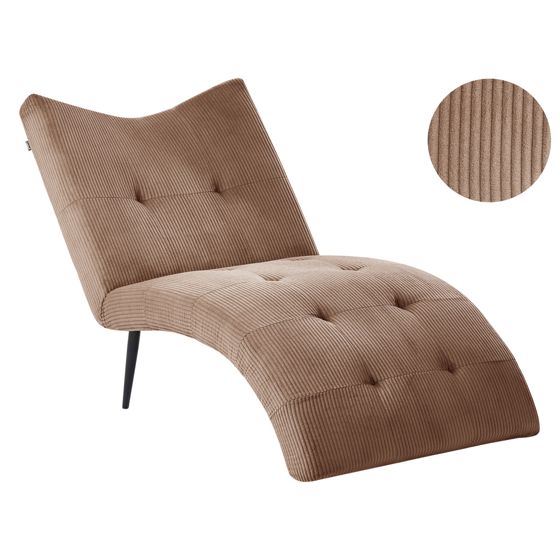 Chaiselong QUILLY Fløjl Mørk beige