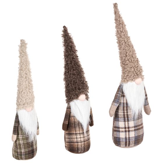 Sæt med 3 julepynt NAKKILA 51/55/66 cm Dværg Brun