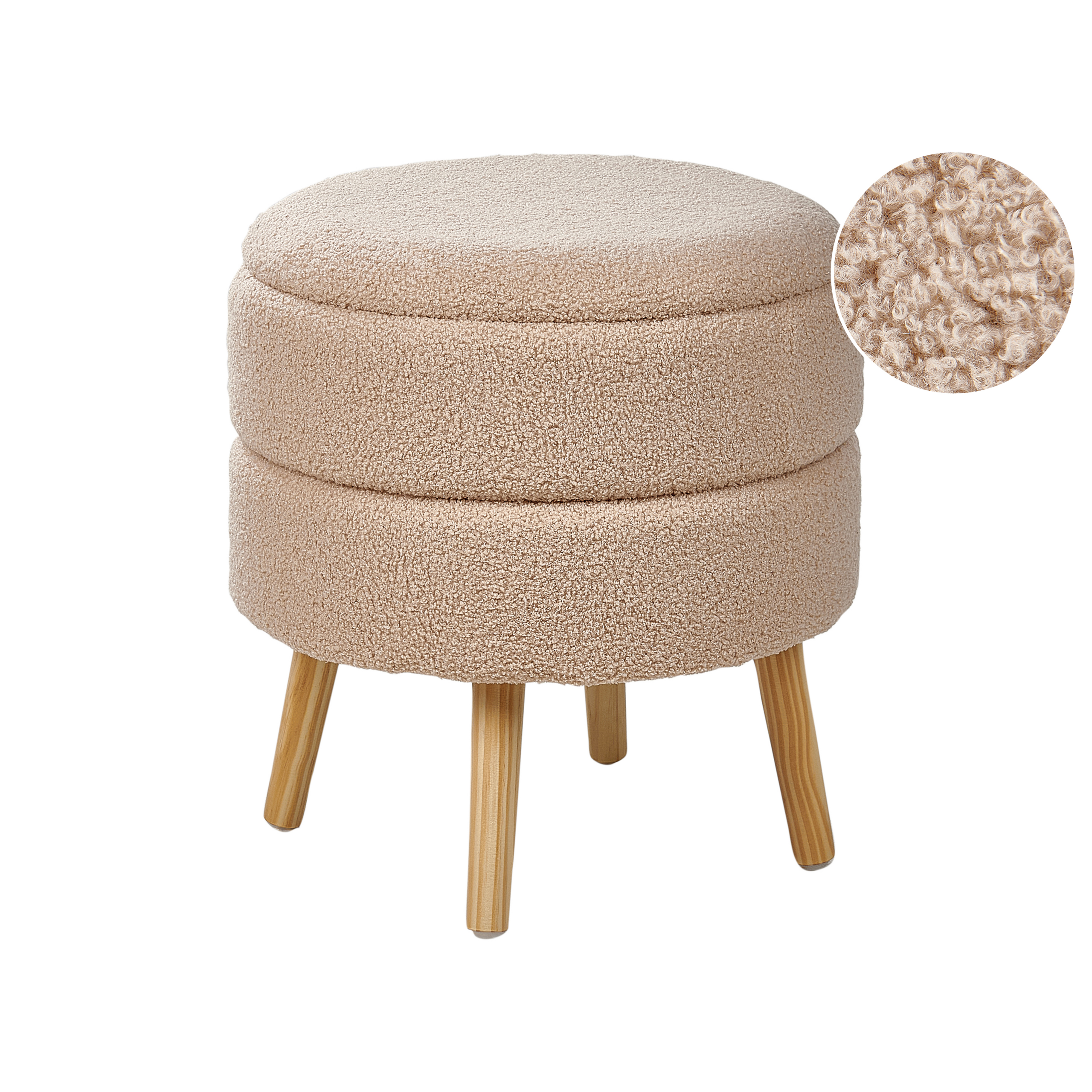 Skammel med opbevaring OKATON Boucle Beige