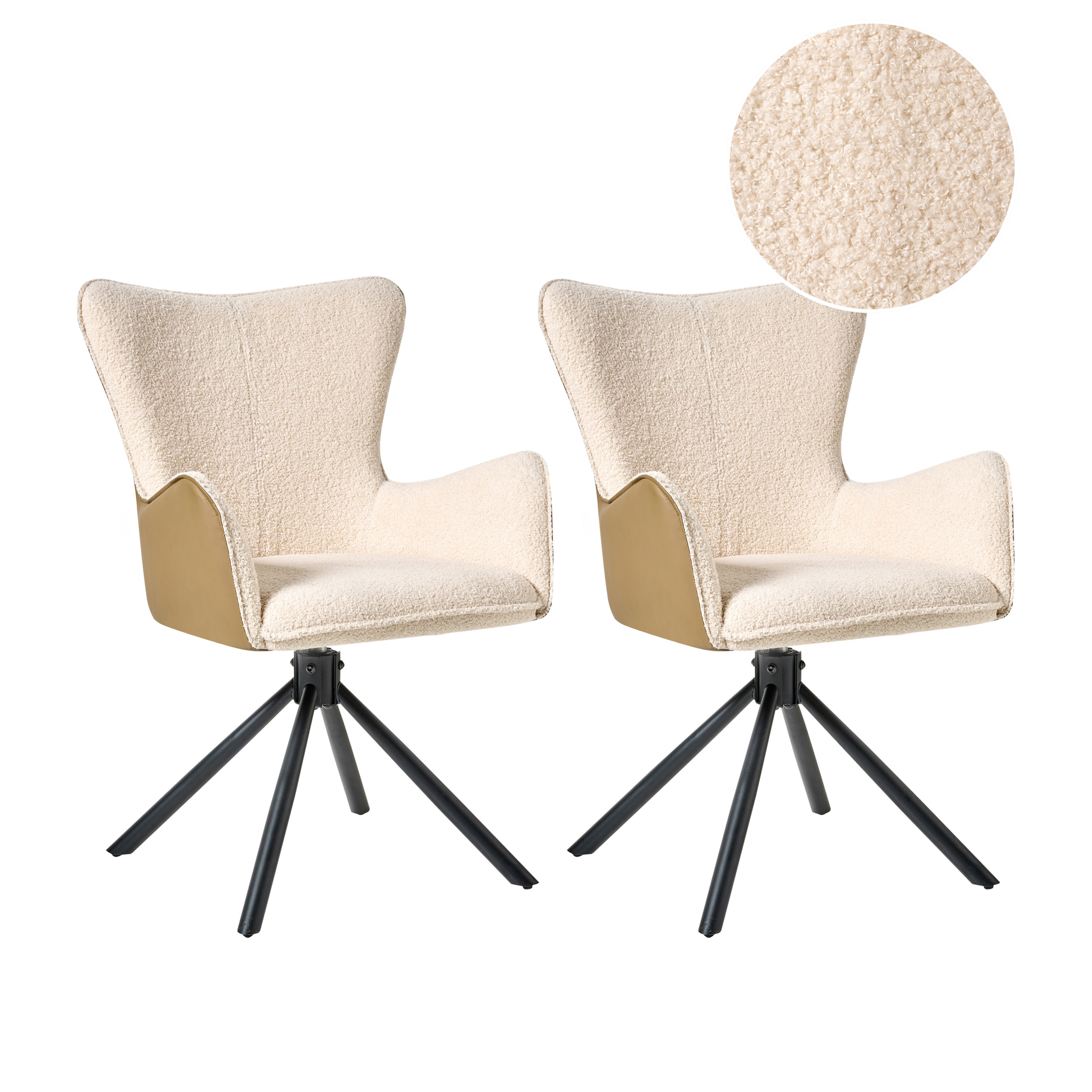 Sæt med 2 spisebordsstole NOVI Boucle Lys Beige