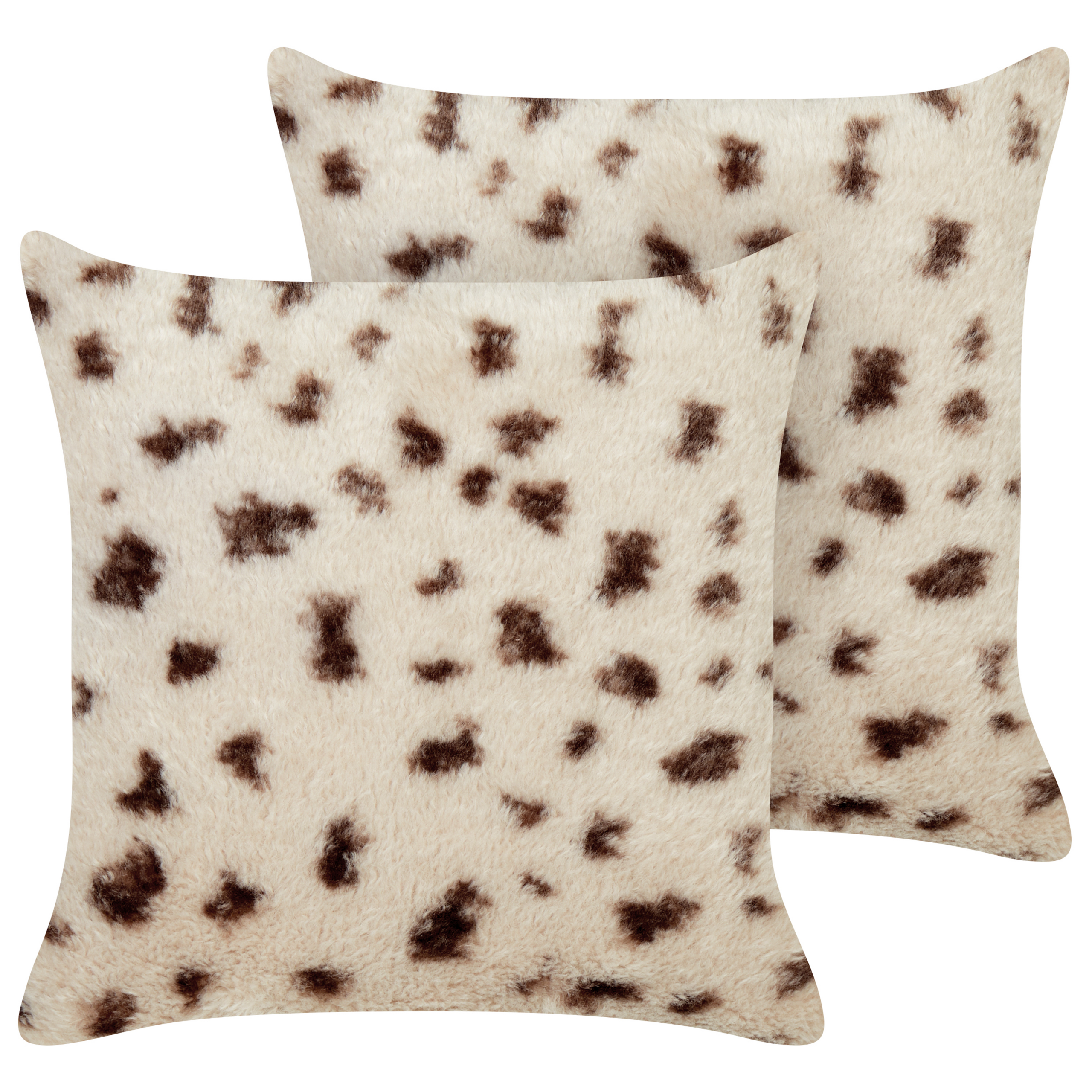 Sæt af 2 pyntepuder KASRA 45 x 45 cm Kunstig pels Lys Beige Abstraktmønster