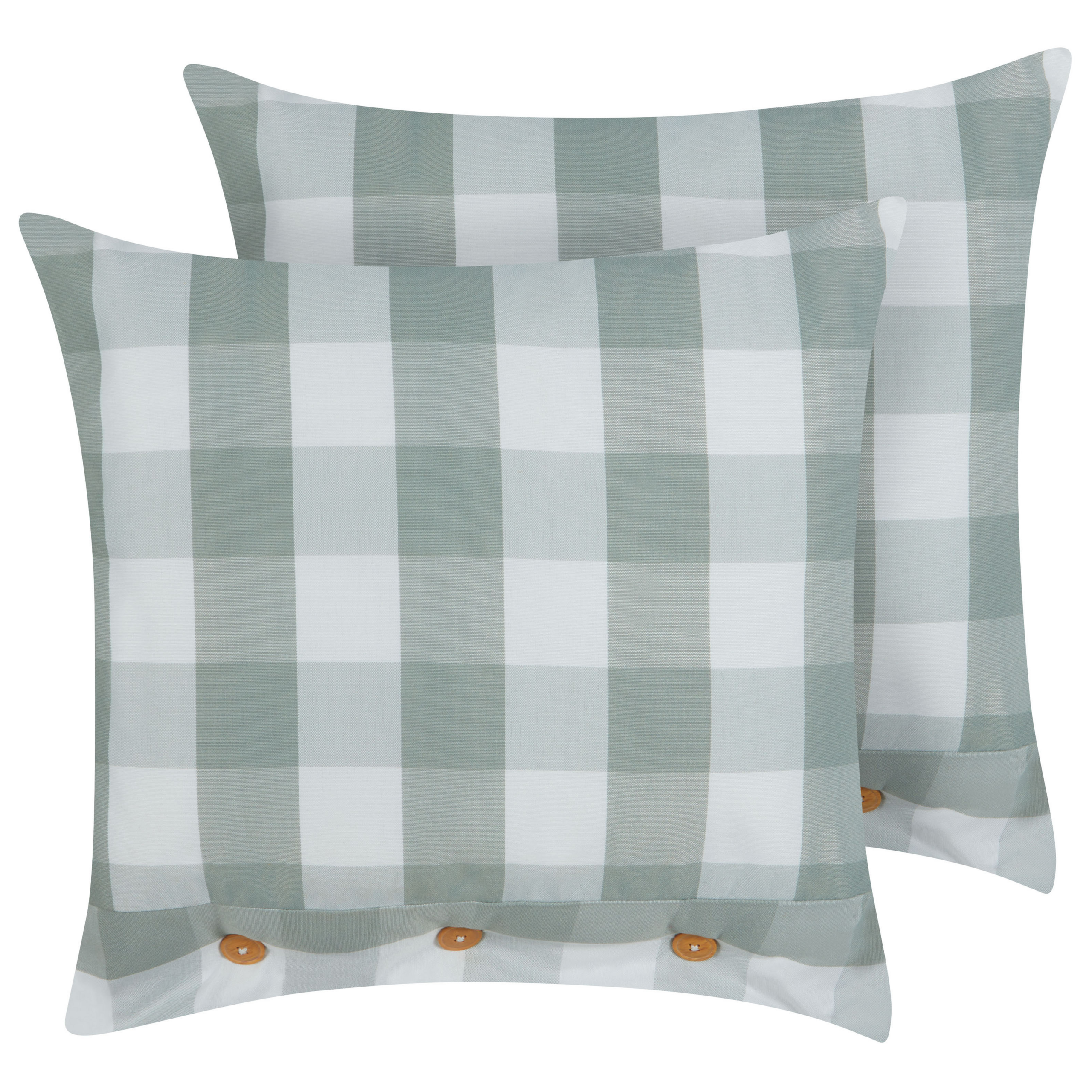 Sæt af 2 pyntepuder TAMNINE 45 x 45 cm Mintgrøn Ternet mønster