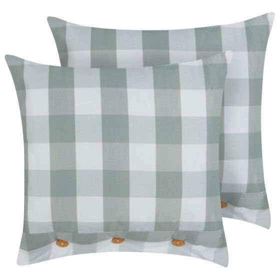 Sæt af 2 pyntepuder TAMNINE 45 x 45 cm Mintgrøn Ternet mønster