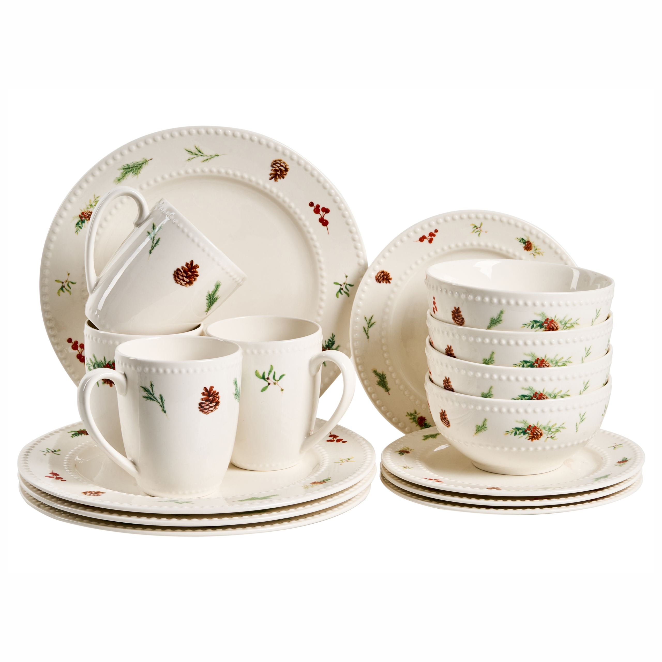 Sæt med 16 stykker spisestel MARJORAM Porcelæn Hvid