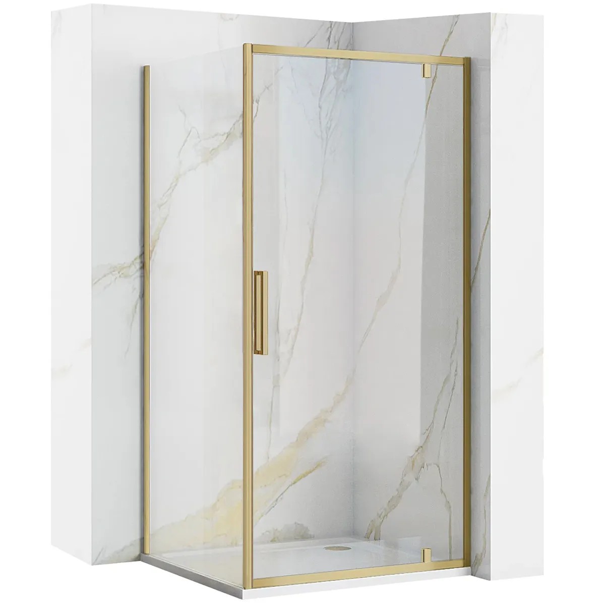 REA hjørnebrusekabine RAPID SWING 90X100 Børstet guld, 90x100x195cm
