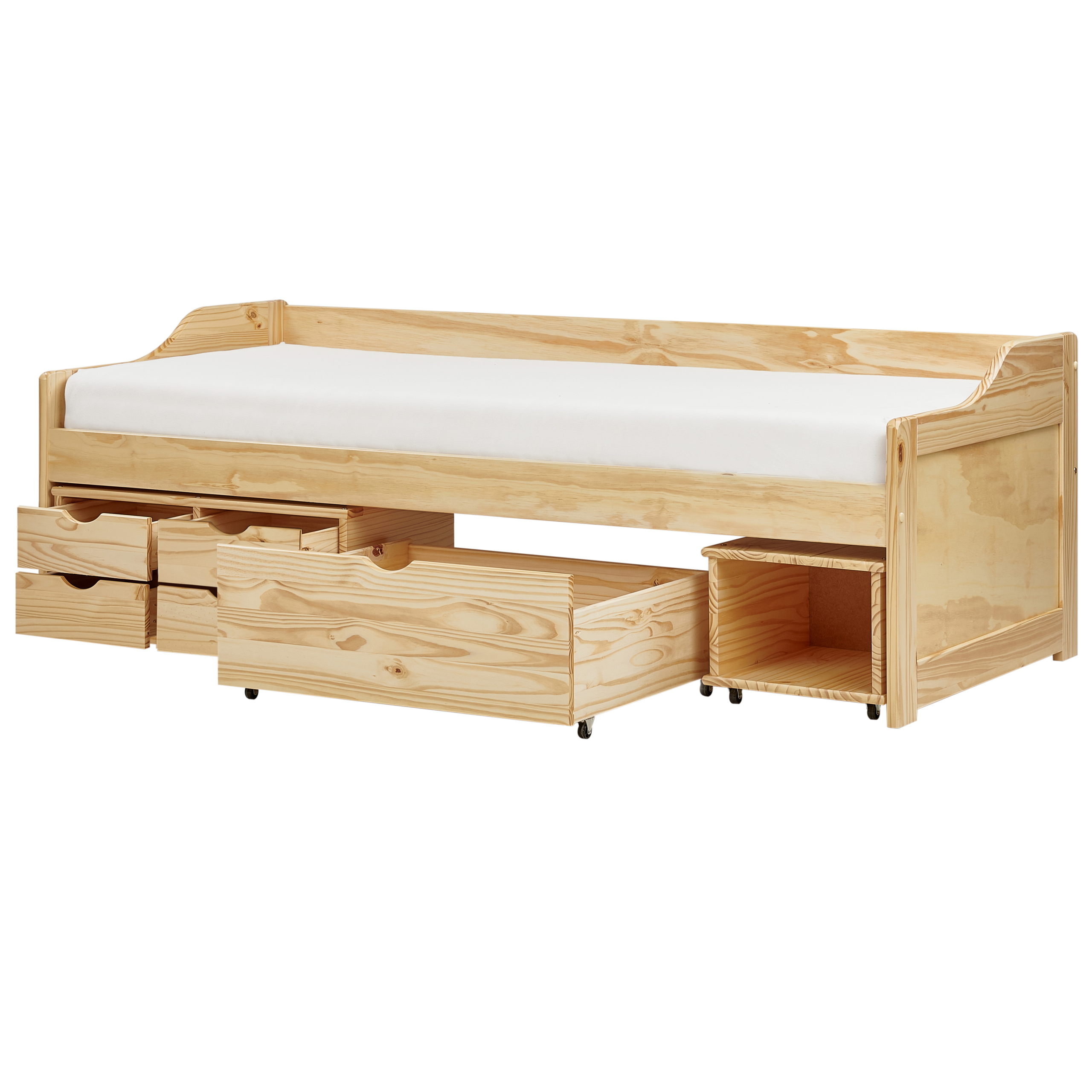 Daybed med opbevaring Fyretræ ROYVILLE 90 x 200 cm Lysebrun