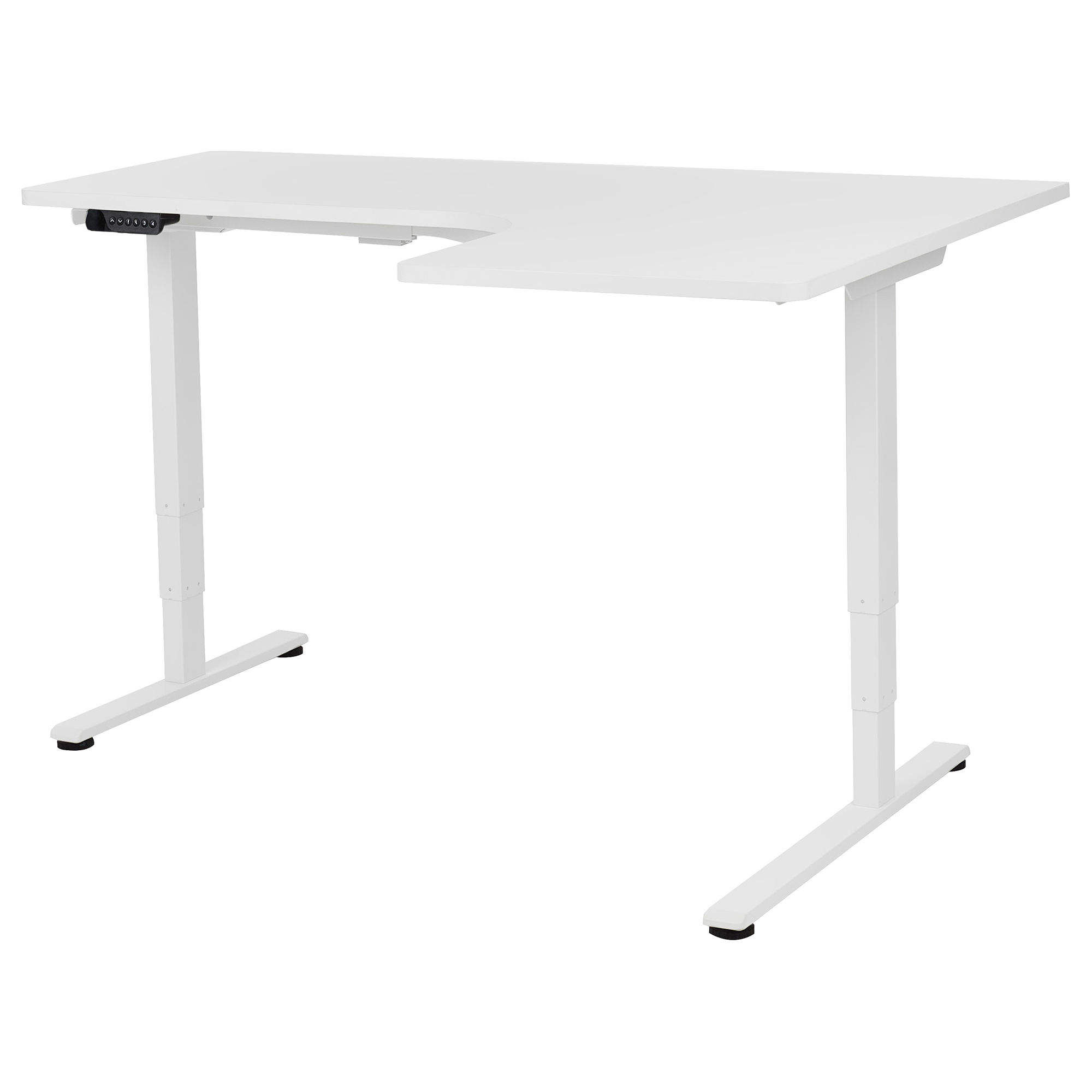 Elektrisk justerbart hjørneskrivebord DESTINES 160 cm 109 cm Hvid Højrevendt