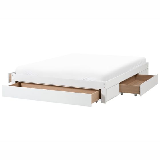 Seng med opbevaringsskuffer uden sengegavl GIAT Træ Hvid 180 x 200 cm