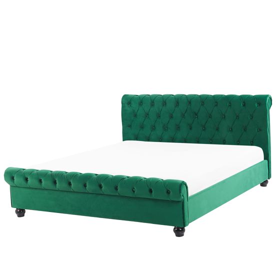 Seng Velour AVALLON 160 x 200 cm Smaragdgrøn