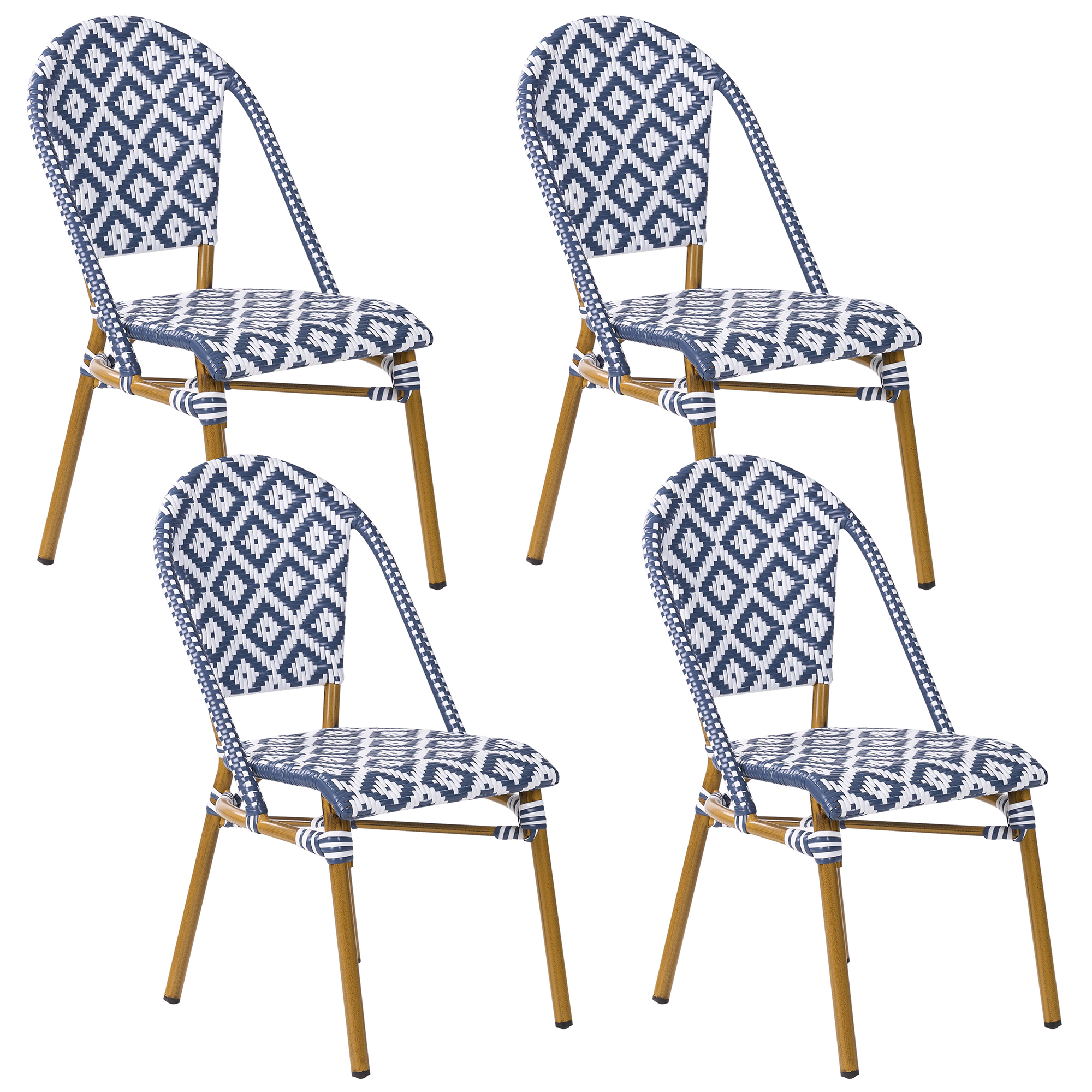 Sæt af 4 havestole RIFREDDO PE-rattan Blå