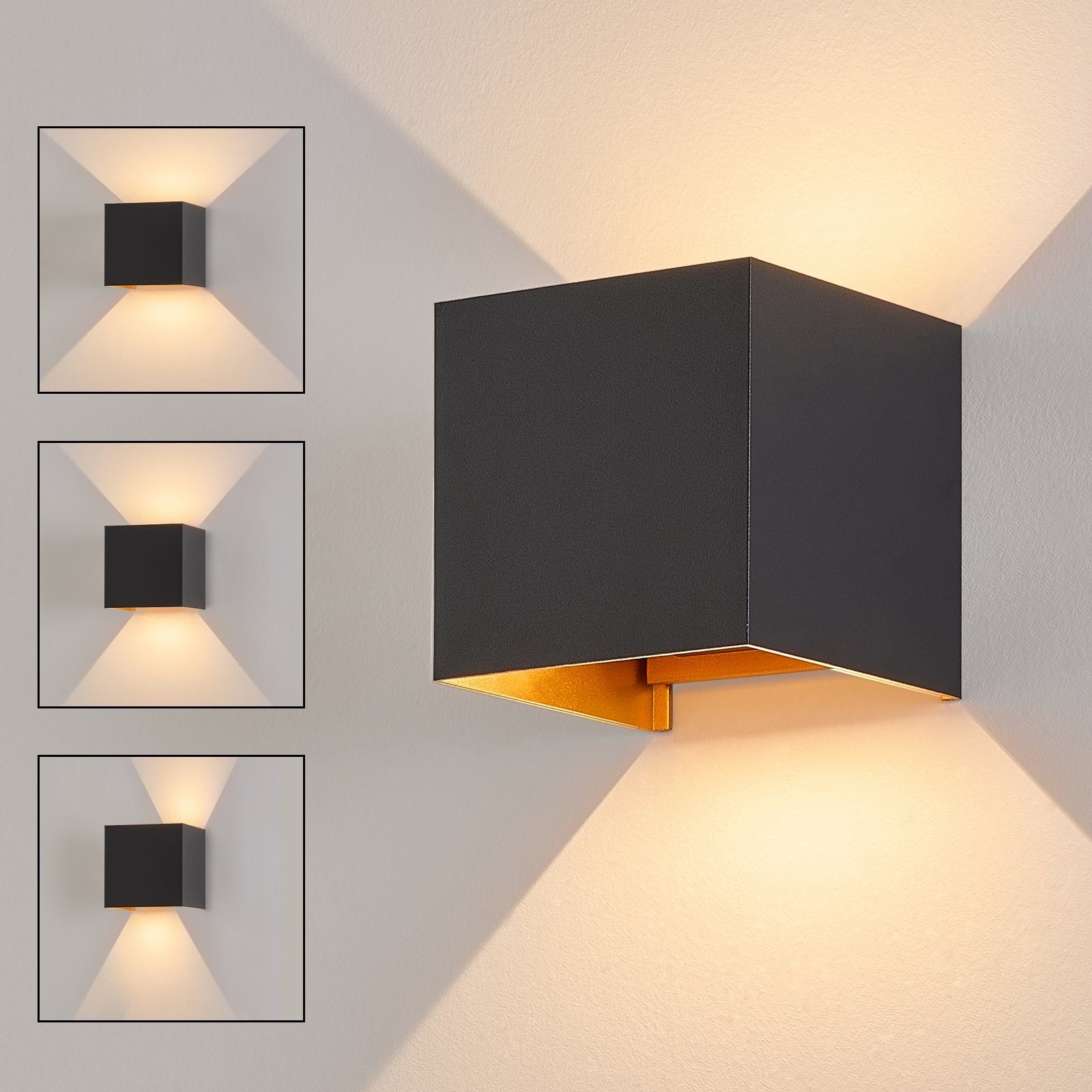 NETTLIFE LED sort, væglampe - udendørs/indendørs væglampe, 5W, justerbar Dobbeltstrålende Vandtæt, IP65, 230V, 3000K