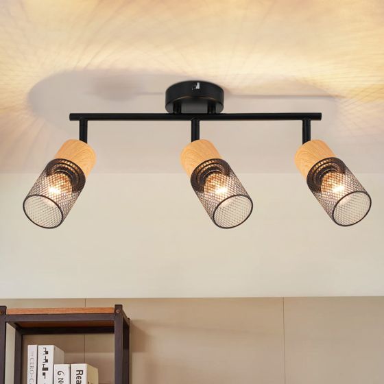 NETTLIFE træloftspotlight E14 loftslampe 350° justerbar vægspotlight vintage - køkkenlampe justerbar uden pære