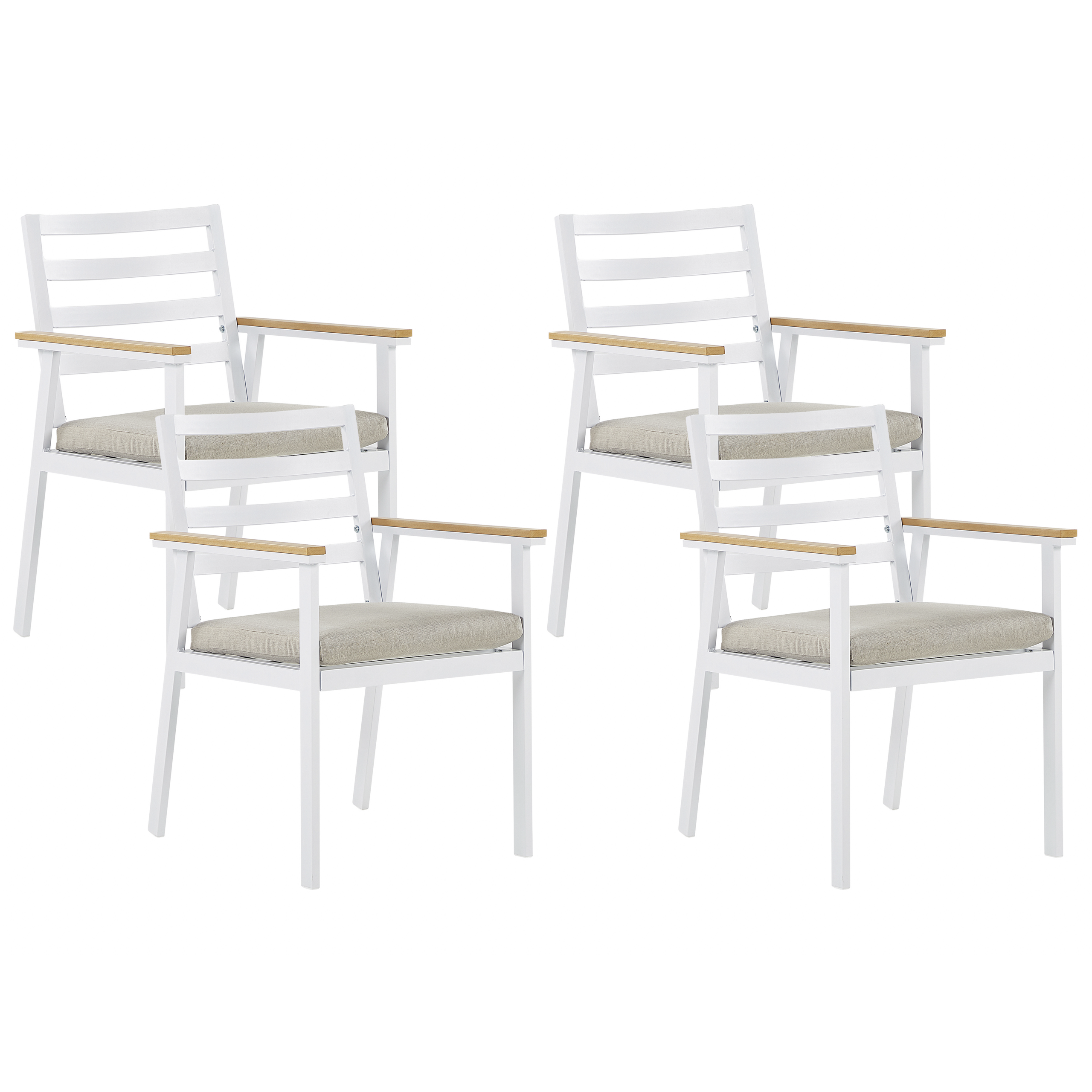 Sæt med 4 stole med puder CAVOLI Metal Beige