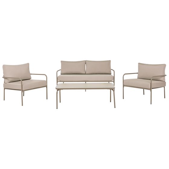 Loungesæt med bord 4 personers NESSO Metal Lys Beige