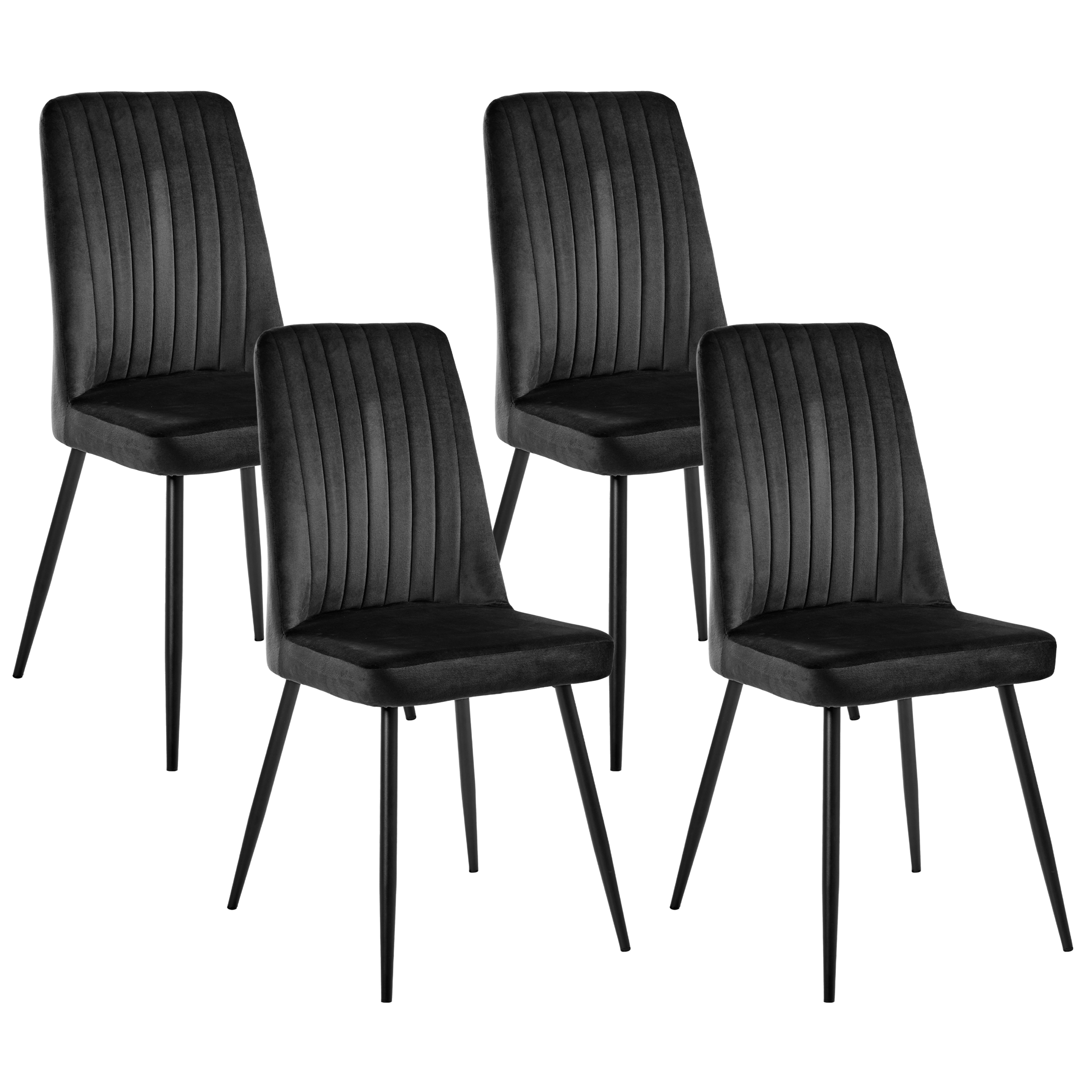 Sæt med 4 spisebordsstole KIRBY Velour Sort