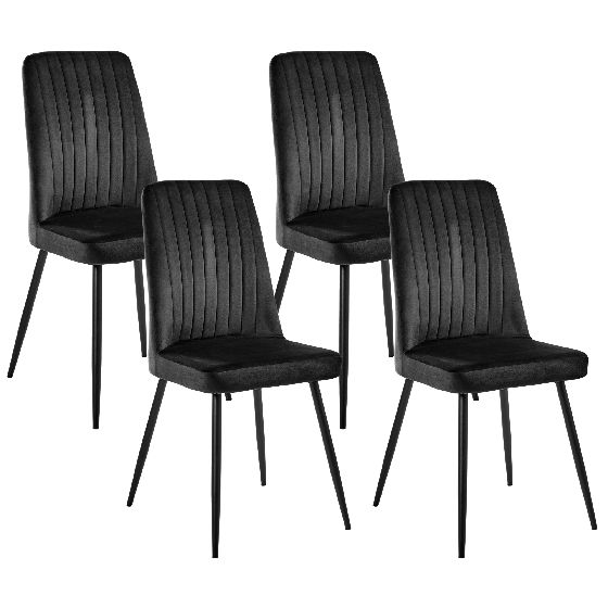 Sæt med 4 spisebordsstole KIRBY Velour Sort