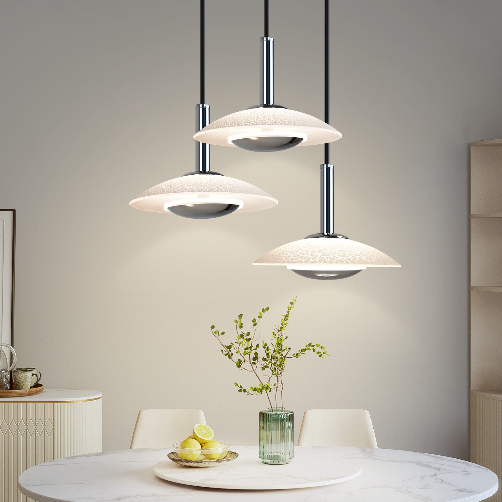 NETTLIFE LED pendellampe spisebord pendellampe moderne design spisestue pendellampe 3000K varm hvid 3 flammer