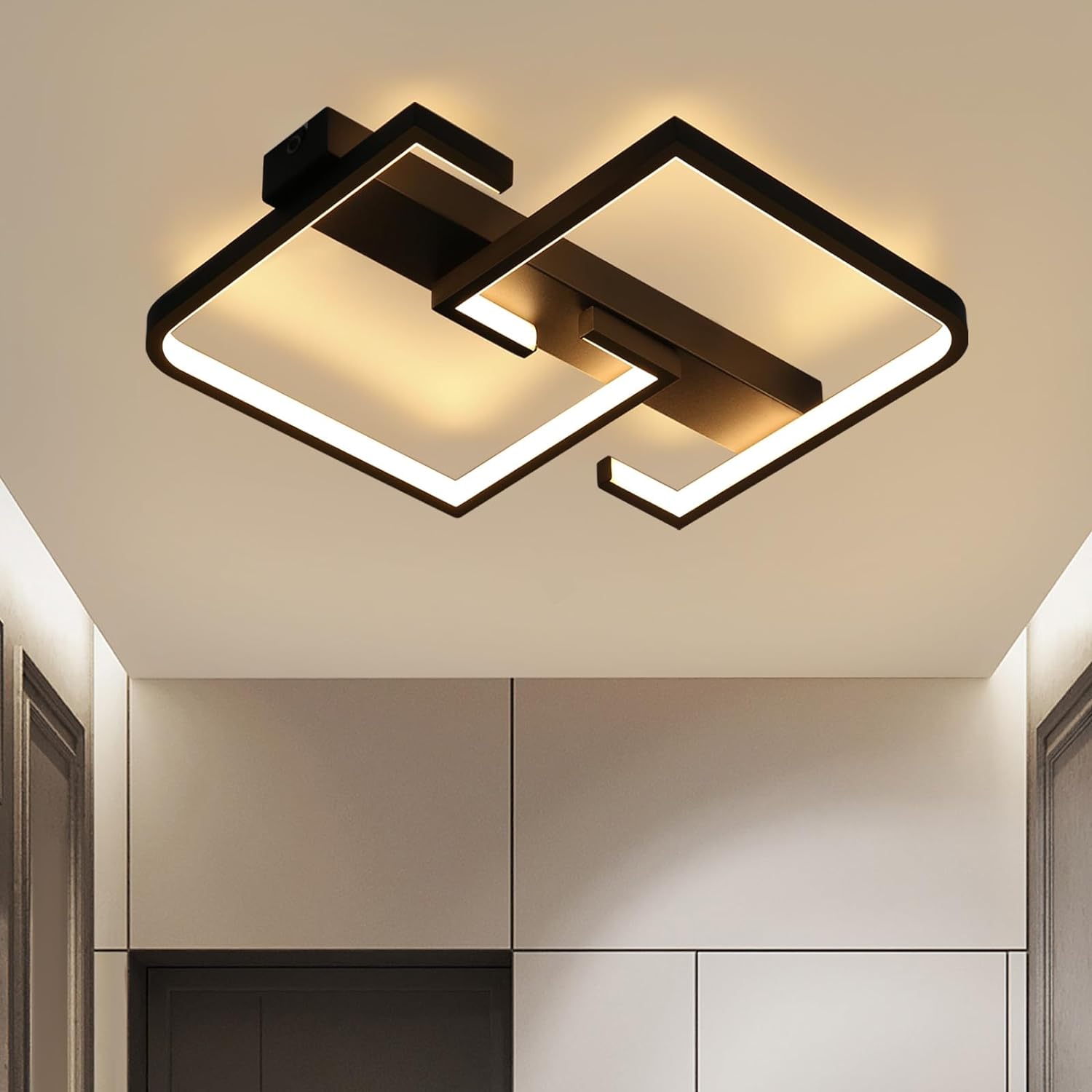 NETTLIFE LED - loftlampe, sort, 19W, 30CM, moderne, varm, hvid, 3000K, geometrisk, mønster