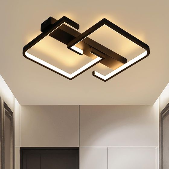 NETTLIFE LED - loftlampe, sort, 19W, 30CM, moderne, varm, hvid, 3000K, geometrisk, mønster