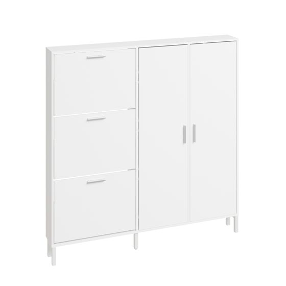 Skokabinet med 3 skuffer og 2 døre, hvid, 115.5x31x14.5 cm, FSR231-W