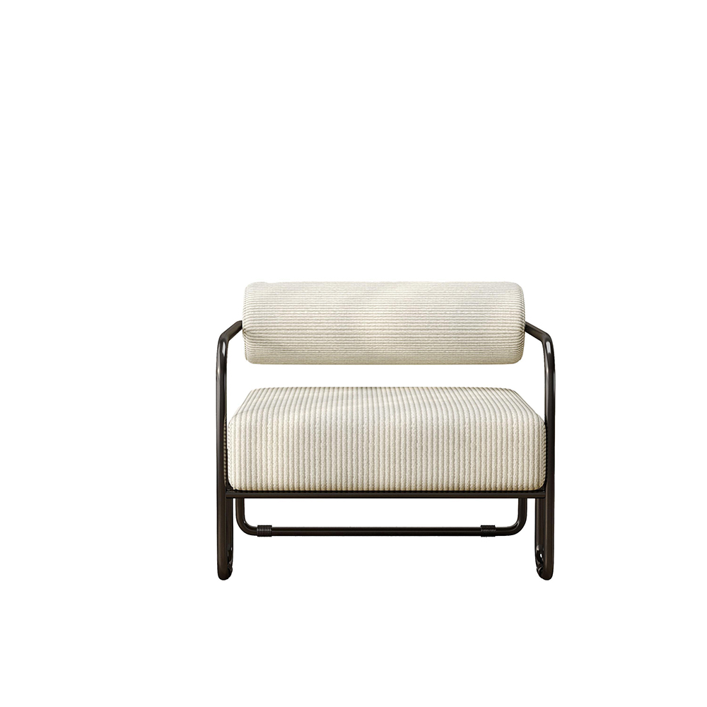 Lænestol 68,5×73×70,5 cm, kordfløjl og sort metalstel, beige