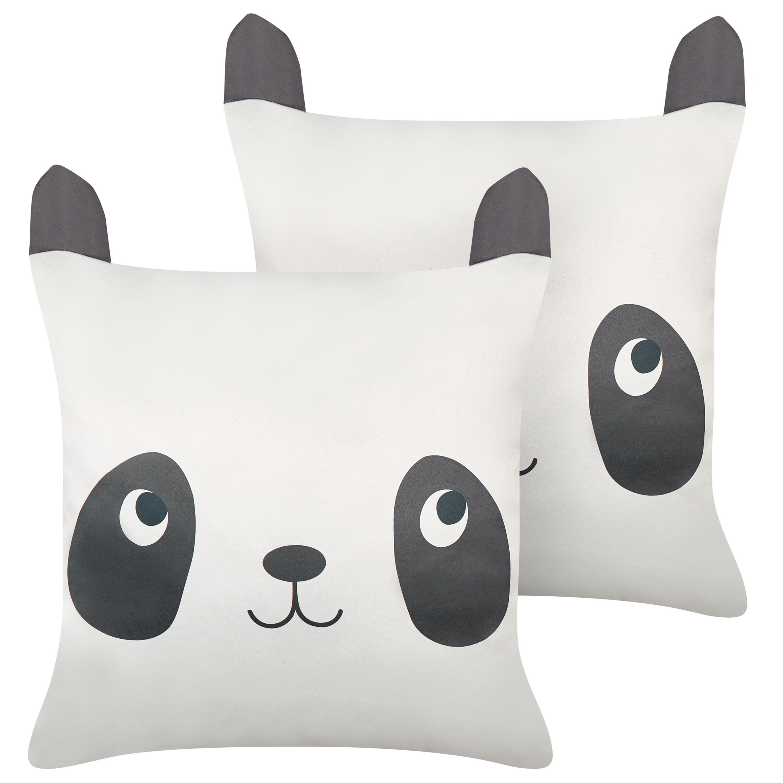 Sæt af 2 pyntepuder PANDAPAW 45 x 45 cm Bomuld Hvid