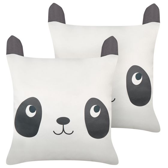 Sæt af 2 pyntepuder PANDAPAW 45 x 45 cm Bomuld Hvid