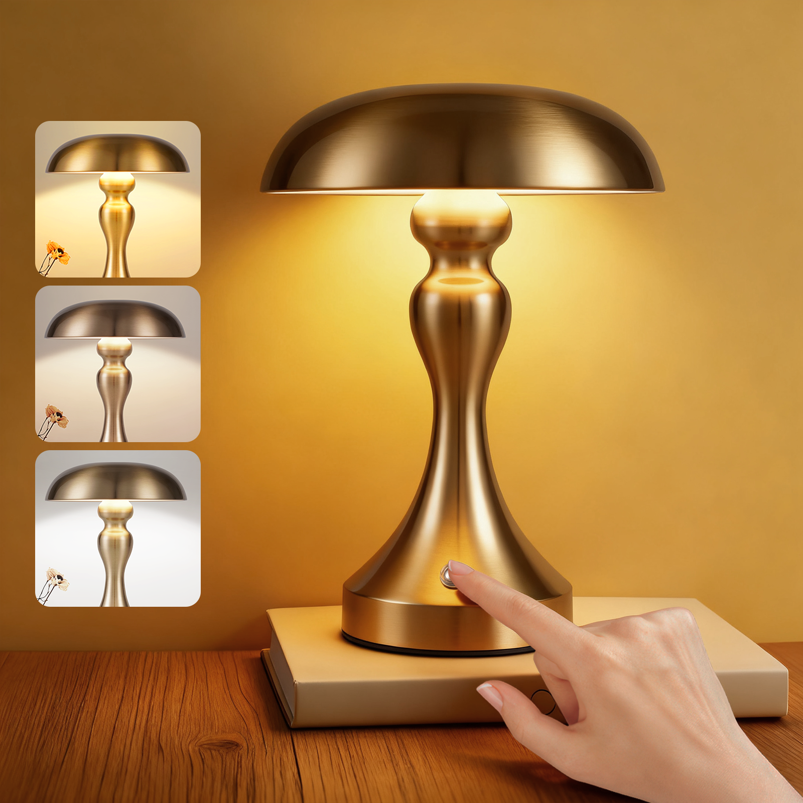 NETTLIFE LED-sengelampe, berøringsdæmpbar, trådløs, USB-genopladelig, vintage-stil