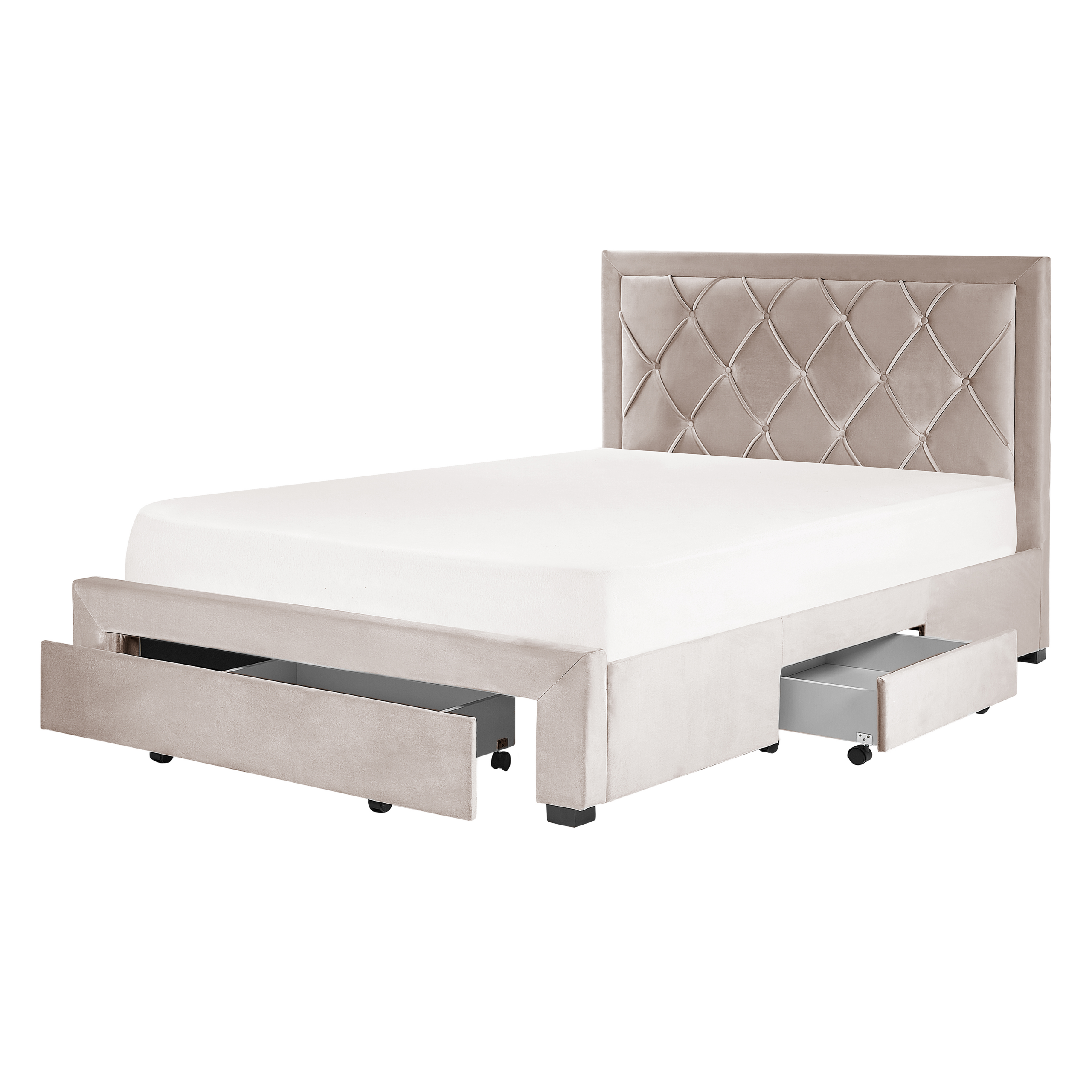 Seng med skuffer til opbevaring LIEVIN Velour Beige 140 x 200 cm