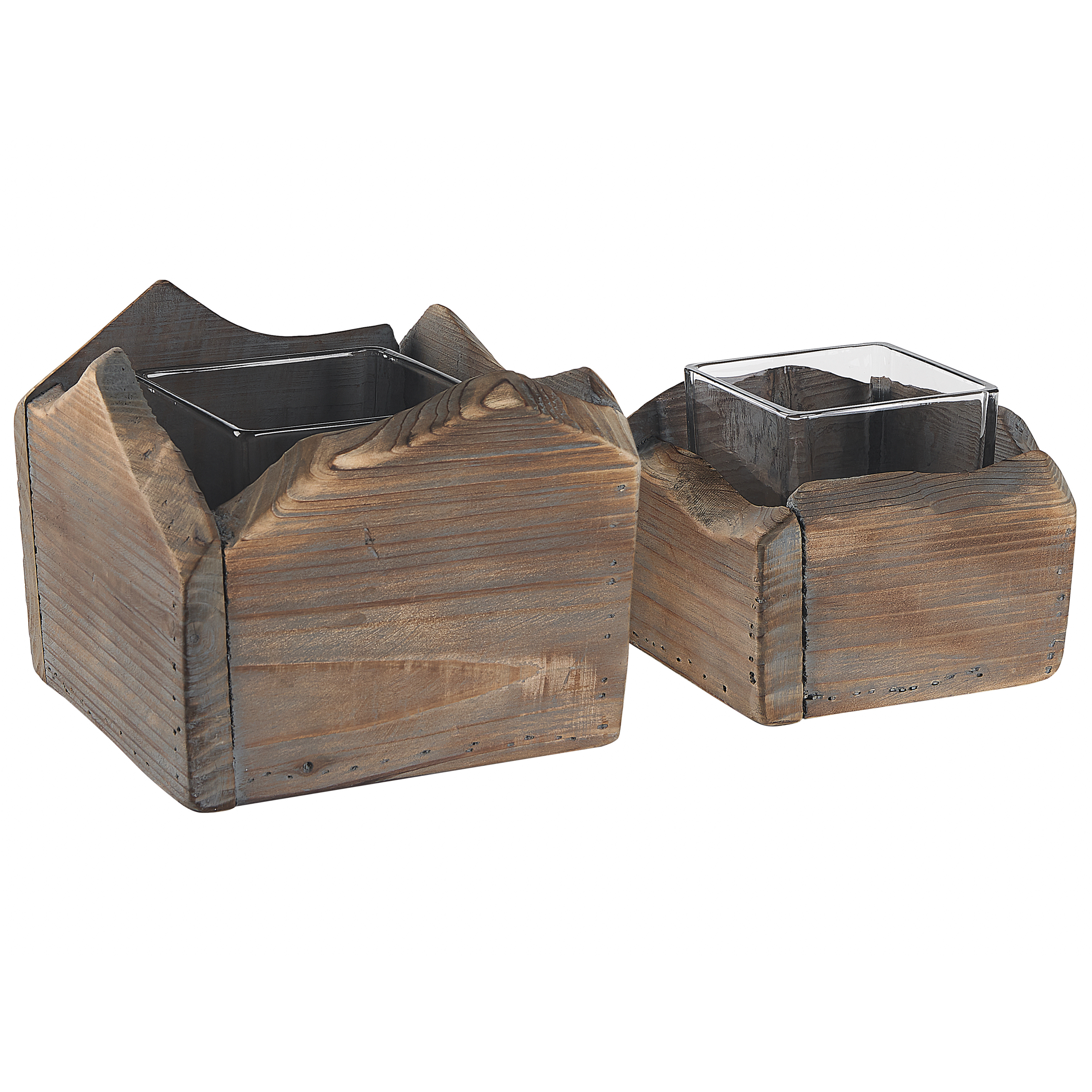 Sæt af 2 lysestager PLATEROS 15/12 cm Ædelgran Mørkebrun