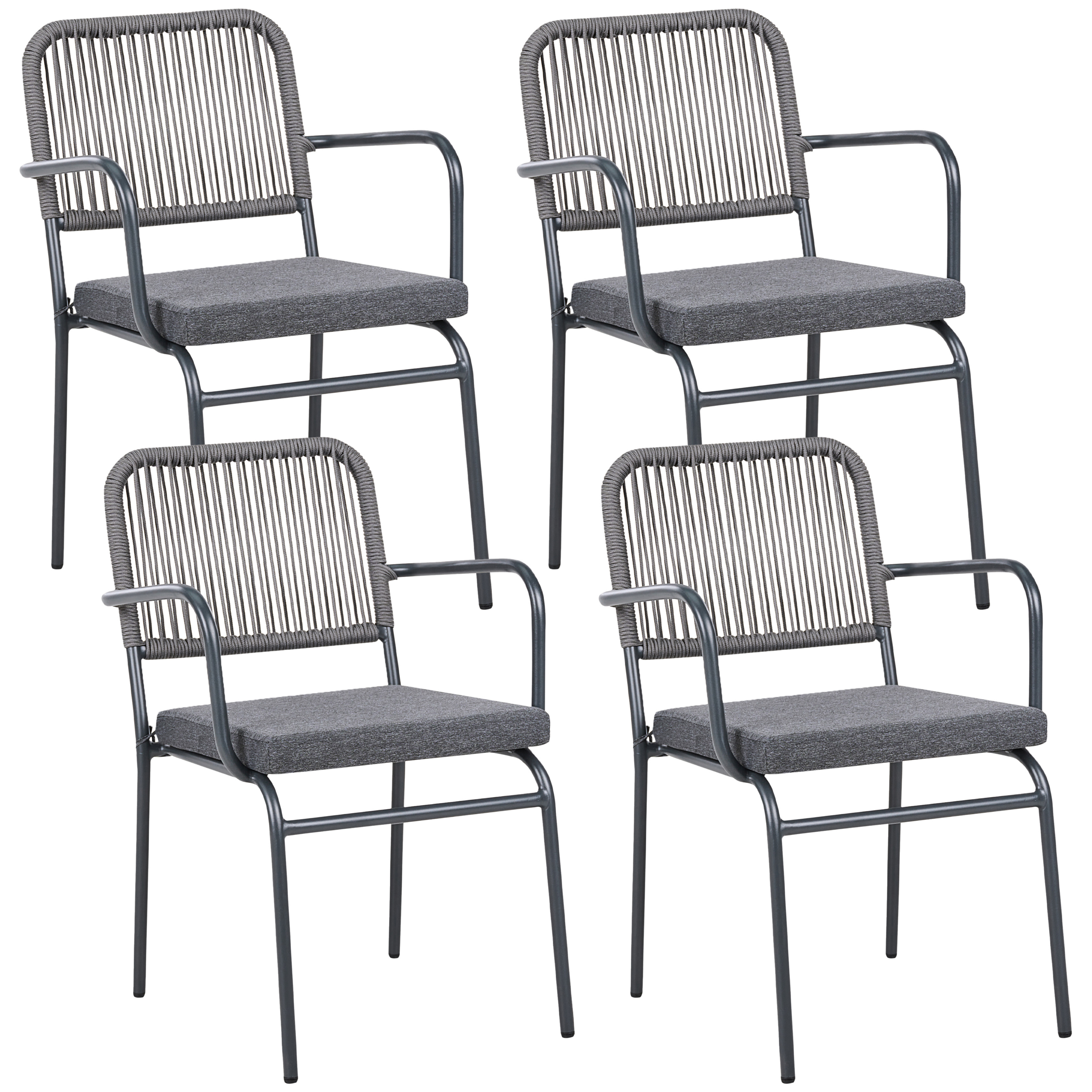 Sæt med 4 stole med puder TACENO Metal Grå